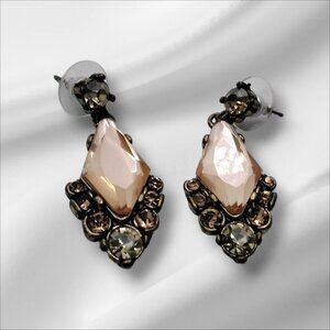 Vintage Faux Blush Diamond Stones Drop Champagne Earrings